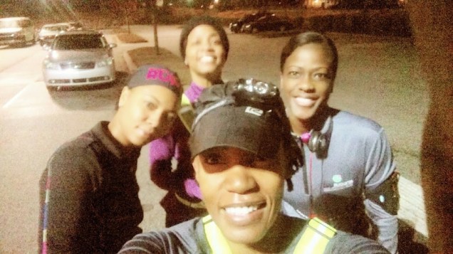 Rachel, Barbara, Brenda and I about to get it started!!! #team5amNE