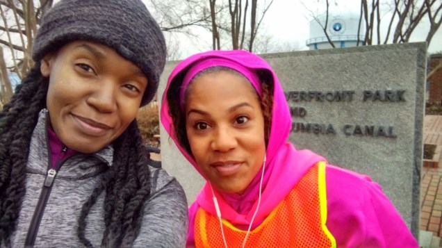 Penelope and I getting ready to get some miles in at the Riverfront...